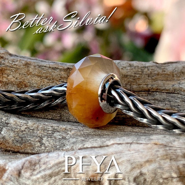 PHYA Cat's Eye Natural Diskette with S925 Silver/White Gold Plated rivet