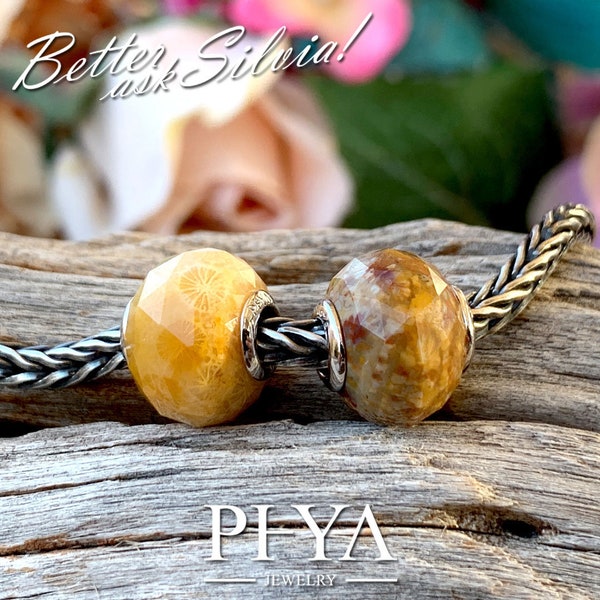 PHYA Natural Coral with S925 Silver/White Gold Plated rivet