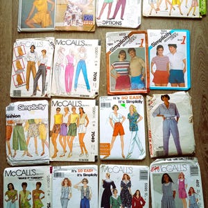 misses jumpsuits , pants, shorts size 6 to 22 mostly 1980s, and 1990s  hard to find patterns