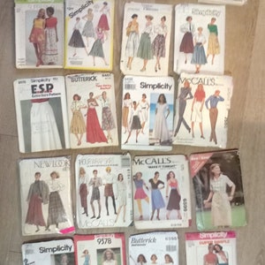vintage 1970s-80s-90s misses skirt sewing patterns