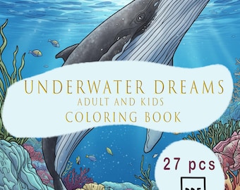 Ocean Life Coloring Book – Underwater Dreams, Relaxing Pages (Printable PDF)