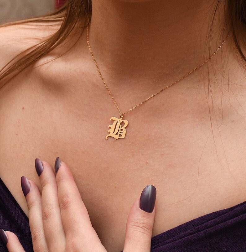 Sterling silver old english initial necklace Clearance