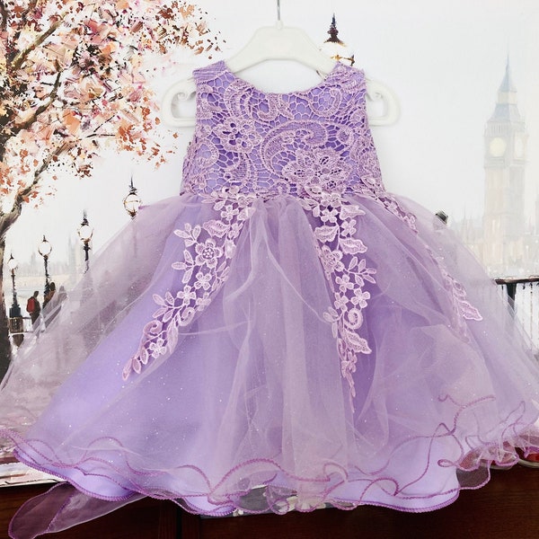 Ariana Flower Girl Lace & Tulle Dress Lavender Mint Green