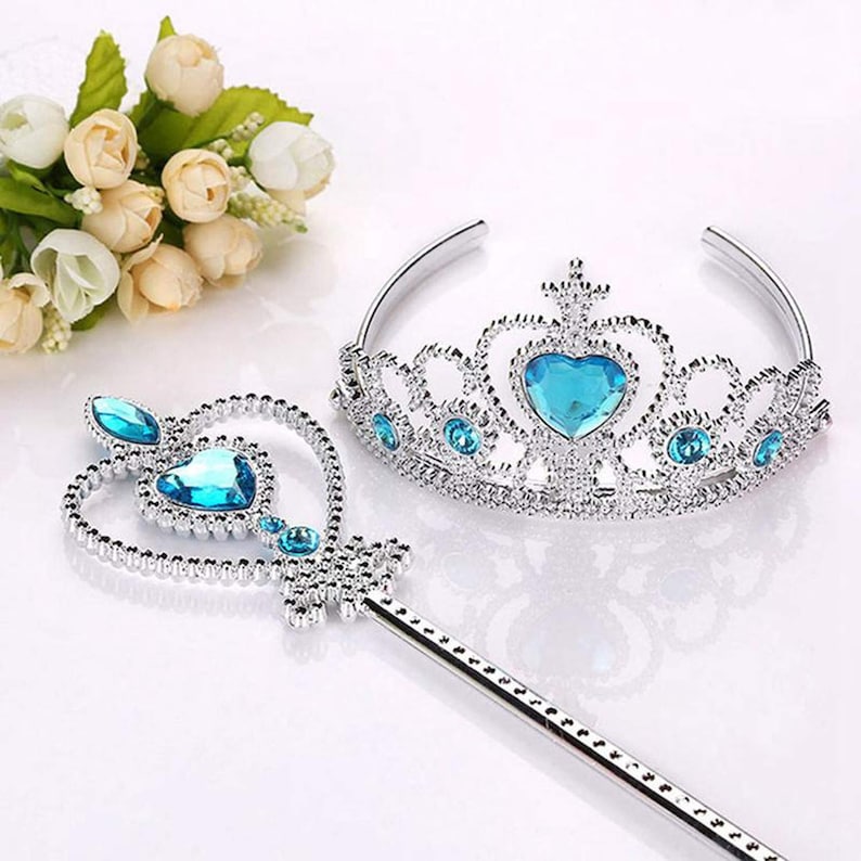 Elsa Girls Fancy Dress Tiara Crown Wand Frozen Princess Etsy Hong Kong