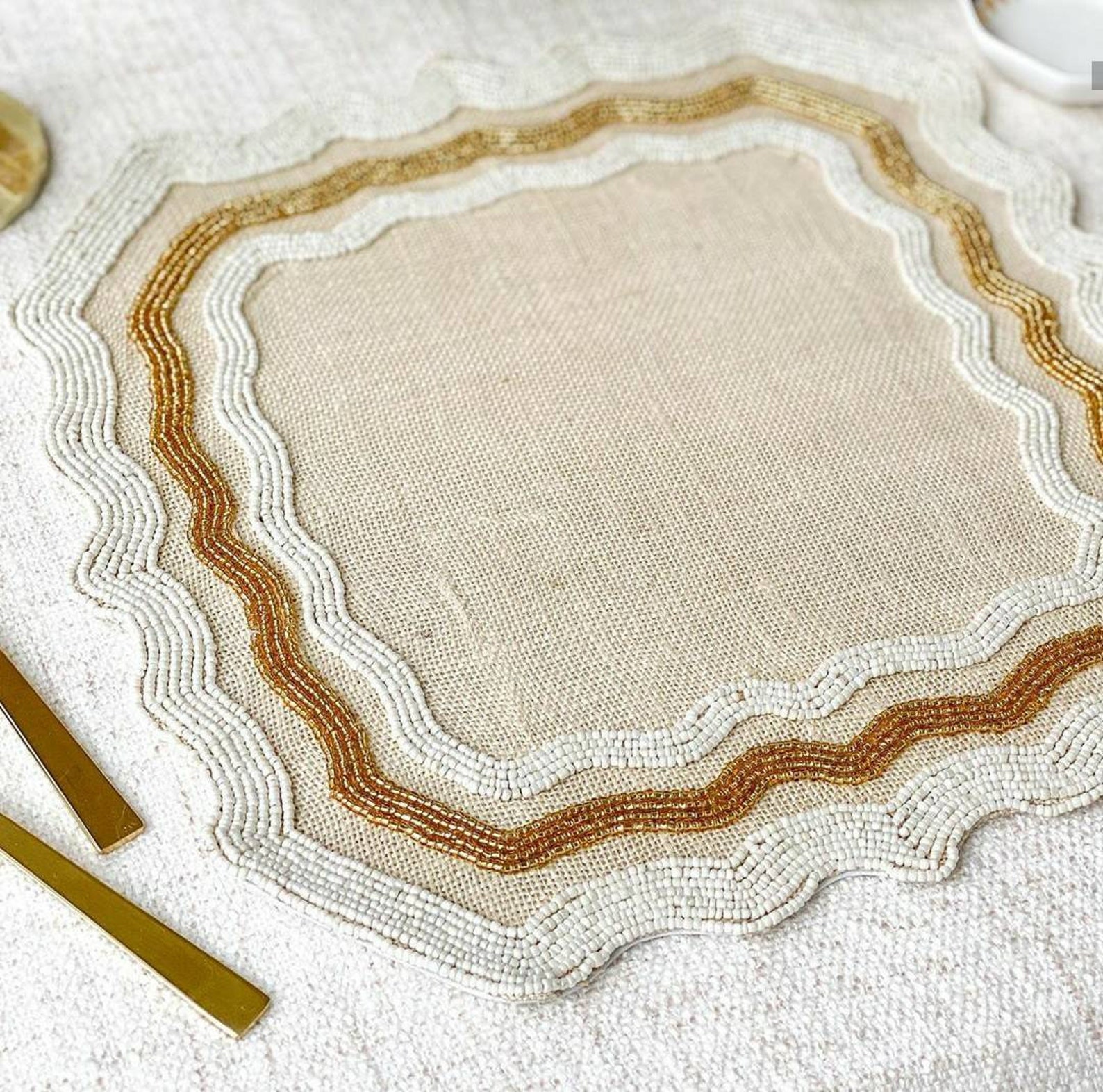 Decorative Handmade Beads Baroque Square Table Mat Place Mat Etsy