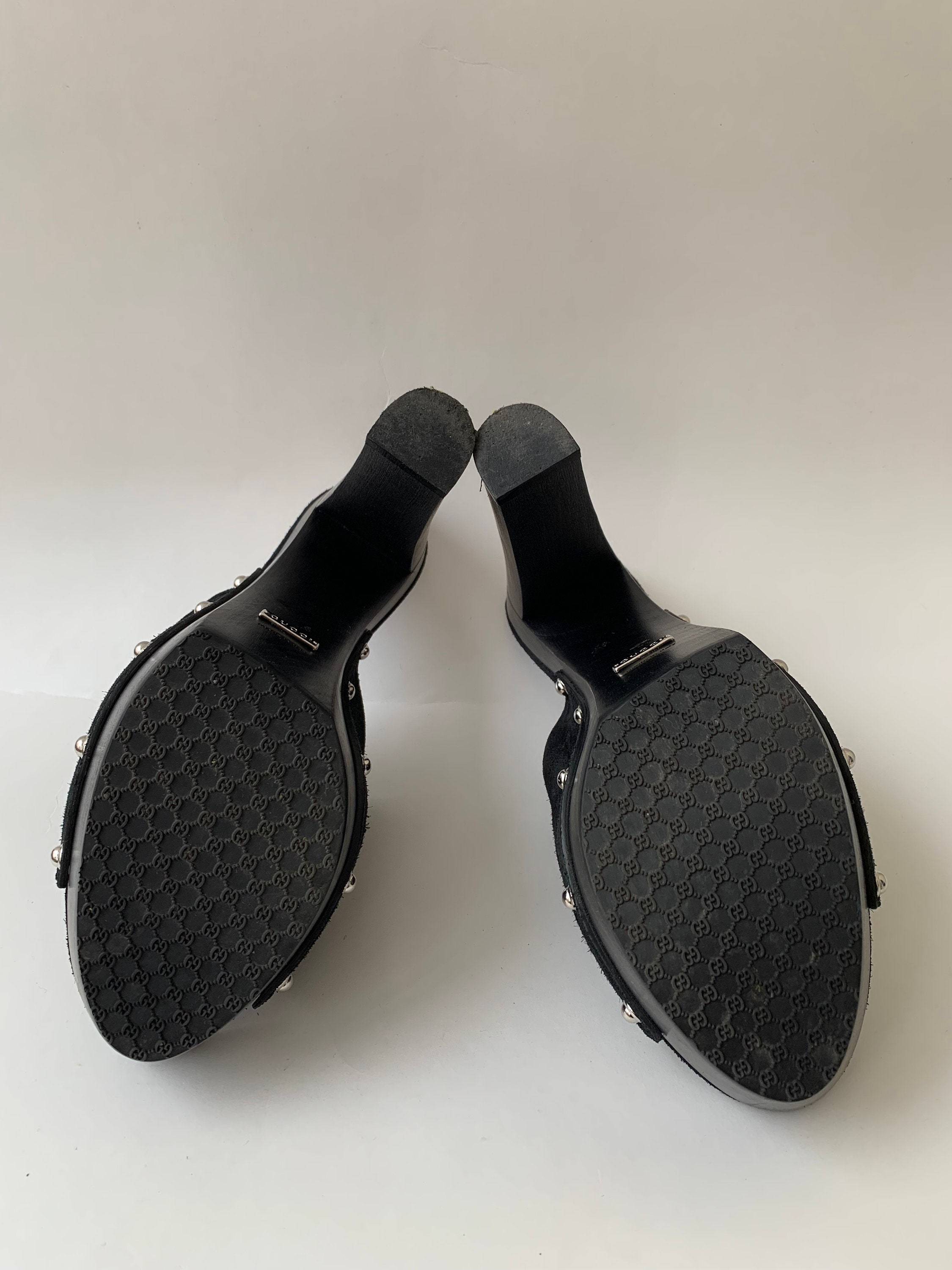 【関税&送料込】Gucci Gg Fabric Mules Gucci Vintage Horsebit Wooden Platform Mules,clogs.size 41