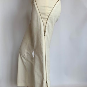 RARE Authentic Vintage Alexander McQueen ivory corduroy zipped trousers, pants.Size M.
