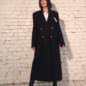 Louis Feraud oversized double breasted woolen coat in dark navy, Vintage end of 1980’s size S-M.Available for order from August 15!