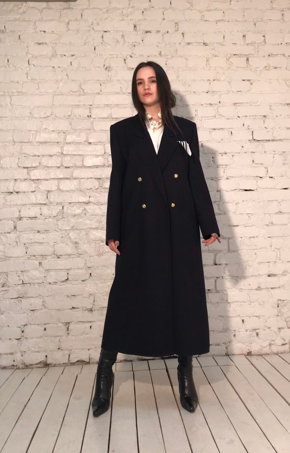 Louis Feraud Oversized Double Breasted Woolen Coat in Dark - Etsy