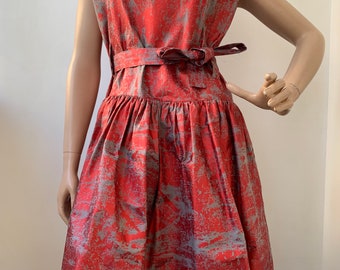 Vivienne Westwood Anglomania Authentic Vintage 2000s red abstract print midi ruffled dress.Size S-L.