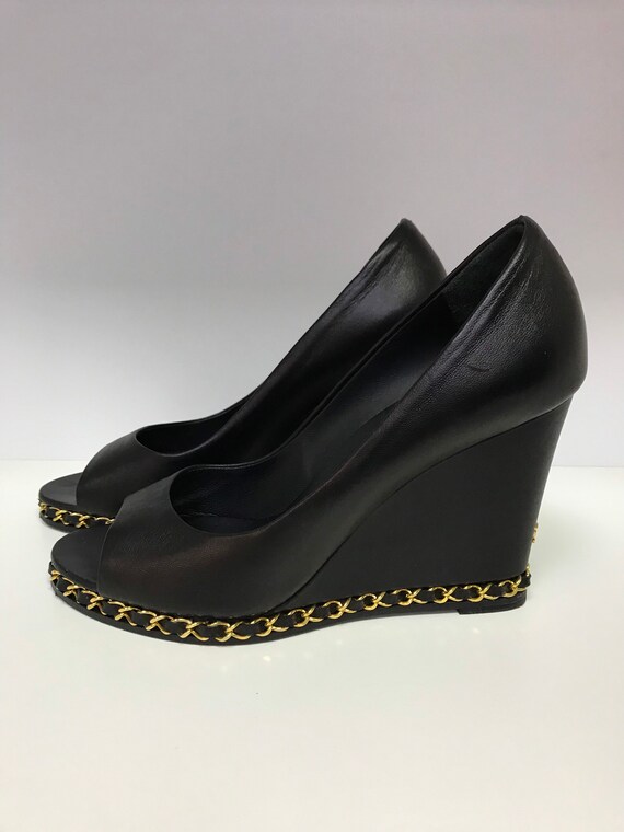 RESERVED Authentic Chanel Vintage Black open toe c