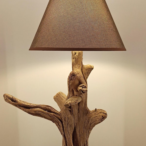 Unique handcrafted driftwood side-table lamp (250)