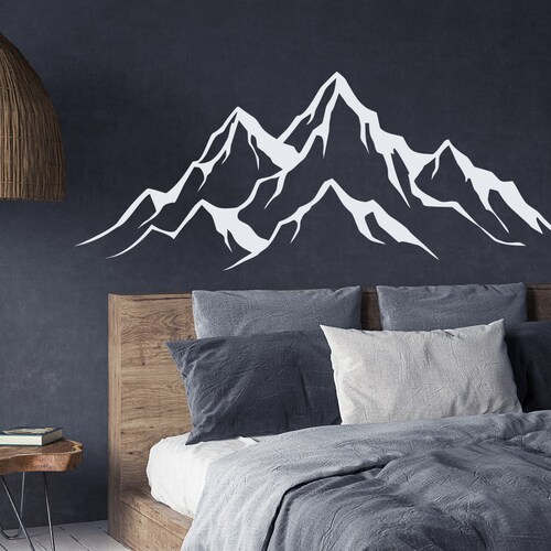 Mountains Wall Decal Mountain Range Wall Decor Mountains Etsy