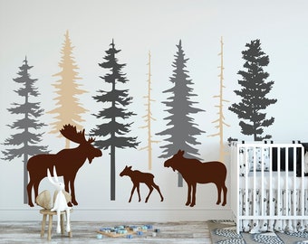 Moose wall decal Set of 10 Nature Wilderness Cabin themed Woods stickers