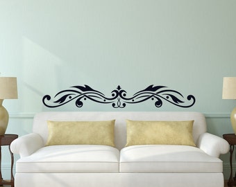 Vinyl Home Abstract Art Decorative Leaf Decor Office Bedroom Decor Wall Swirl Flourish Decal Leaves Verical Sticker Horizontal
