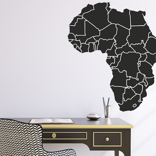 Africa Map Wall Art Vinyl Sticker Africa Continent Wall Vinyl Etsy