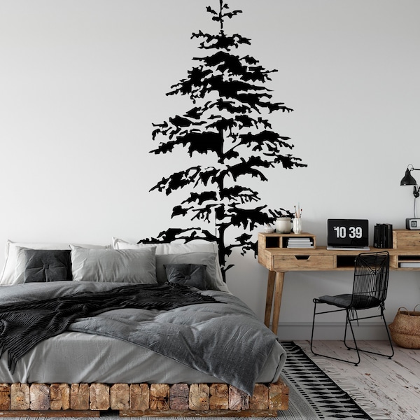 Pine Tree Wall Decal Etsy