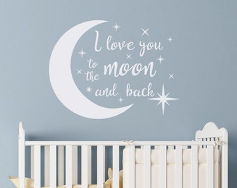 Children S Bedroom Words Phrases Decals Stickers Vinyl Art I Love You To The Moon And Back Wall Art Quote Decal Sticker Q104 Home Garden