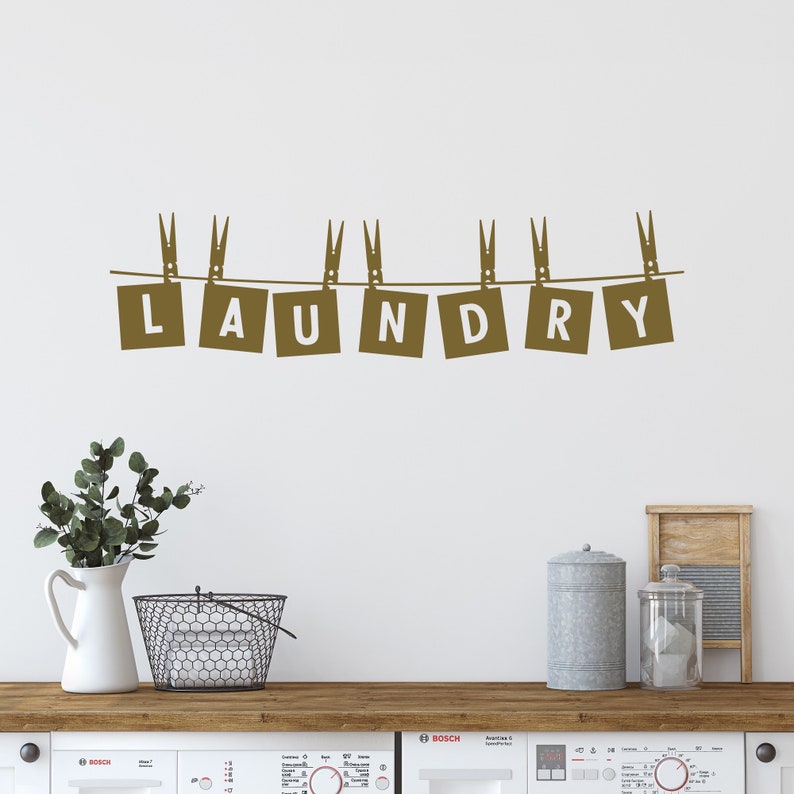 Waschküche Vinyl Aufkleber Wäsche-Wand-Dekor | Etsy