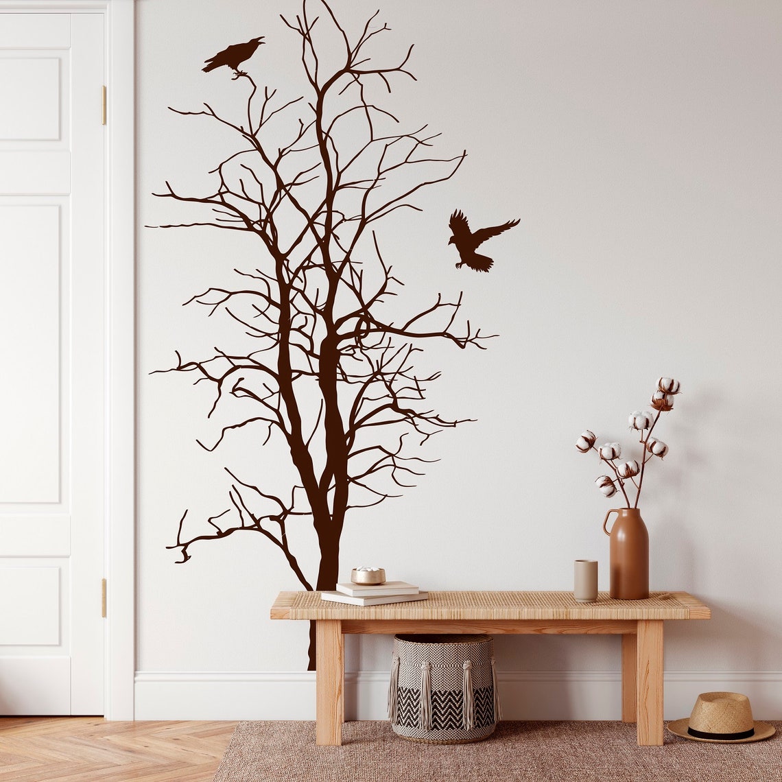 Tree Wall Decal With Birds Nature Vinyl Wall Decal Birds Etsy