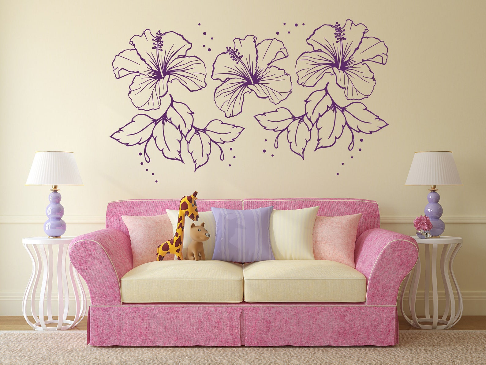 Hibiscus Flower Wall Decal Hibiscus Vinyl Sticker Large Etsy