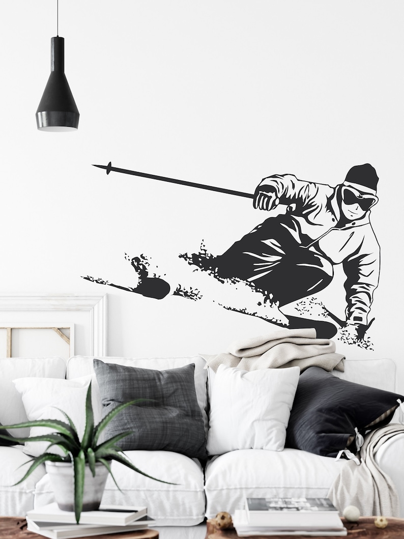 Downhill Skiing Wall Decal Skier Wall Decal Winter Sports | Etsy