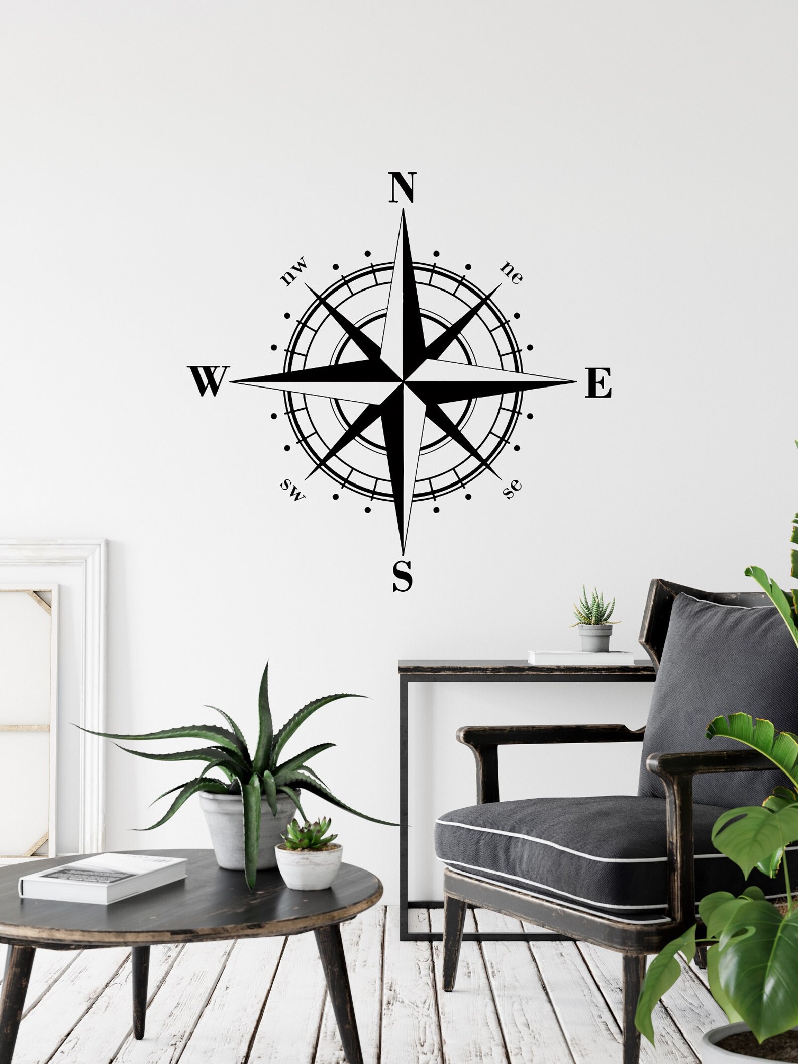 Compass Wall Sticker Nautical Decor Nautical Compass Decal Etsy