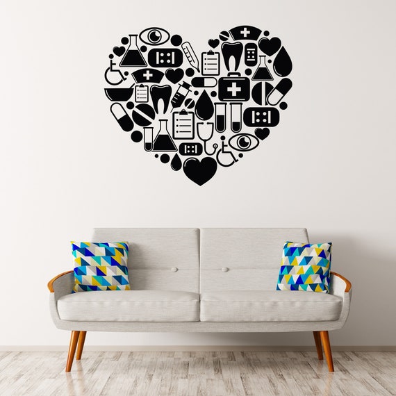 Heart Wall Decal Medical Wall Decor Hospital Wall Sticker Etsy