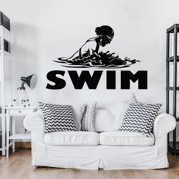 Swimming Decal Etsy