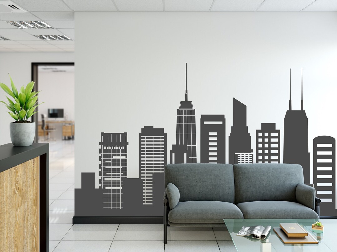 Chicago Skyline Wall Decal Chicago City Cityscape Silhouette Etsy