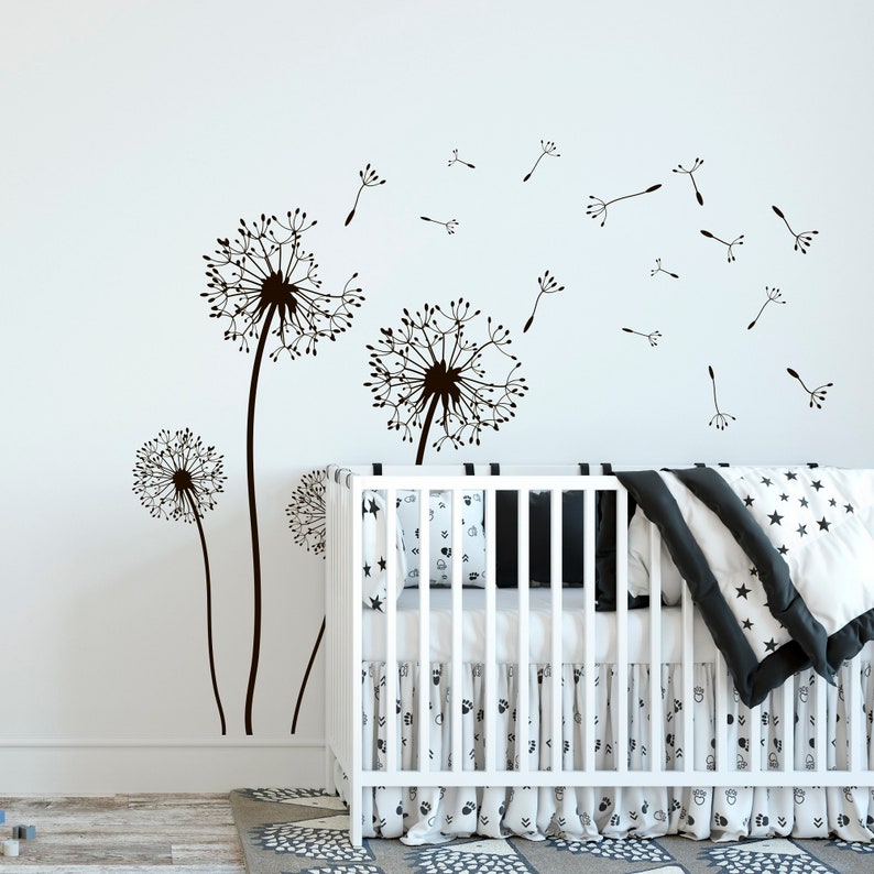 Dandelion Wall Decal Dandelion Flowers Wall Sticker Beautiful Etsy