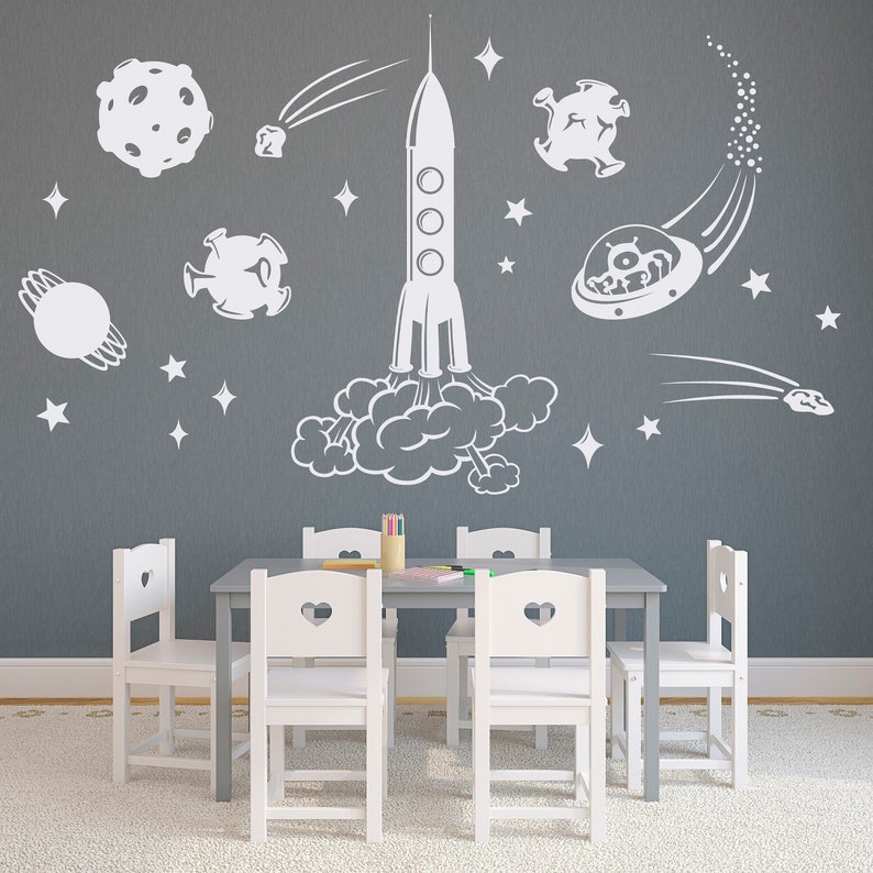 Space Wall Decals Nursery Outer Space Decals Space Wall Etsy