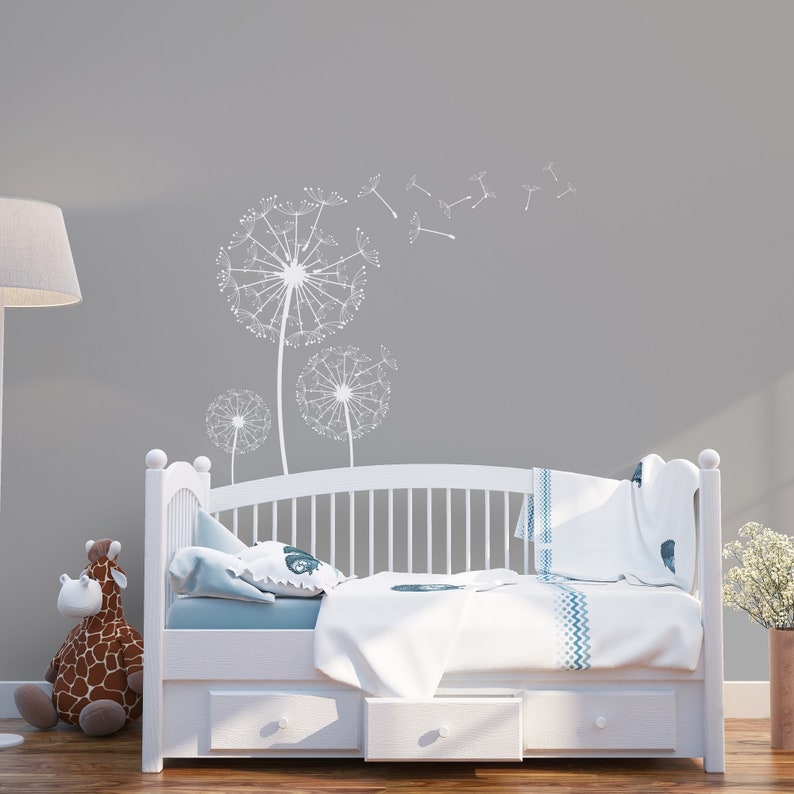 Dandelions Wall Decal Dandelions In The Wind Flowers Wall Etsy