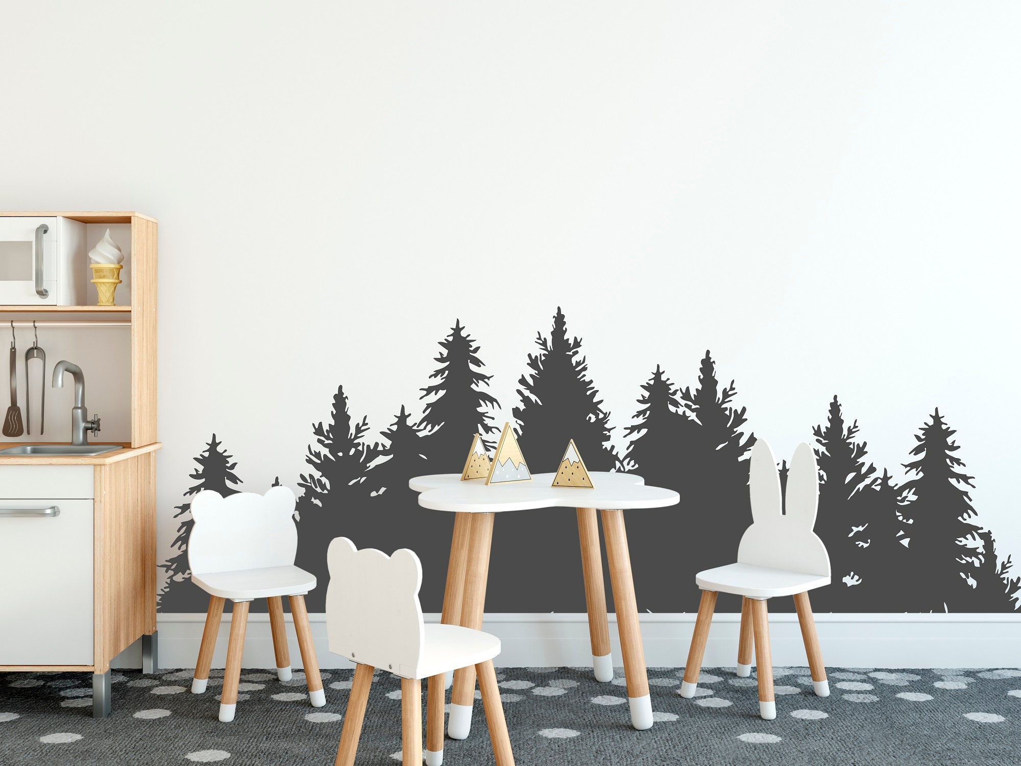 Pine Tree Forest Wall Decal Nature Wall Decal Woodland Wall Etsy