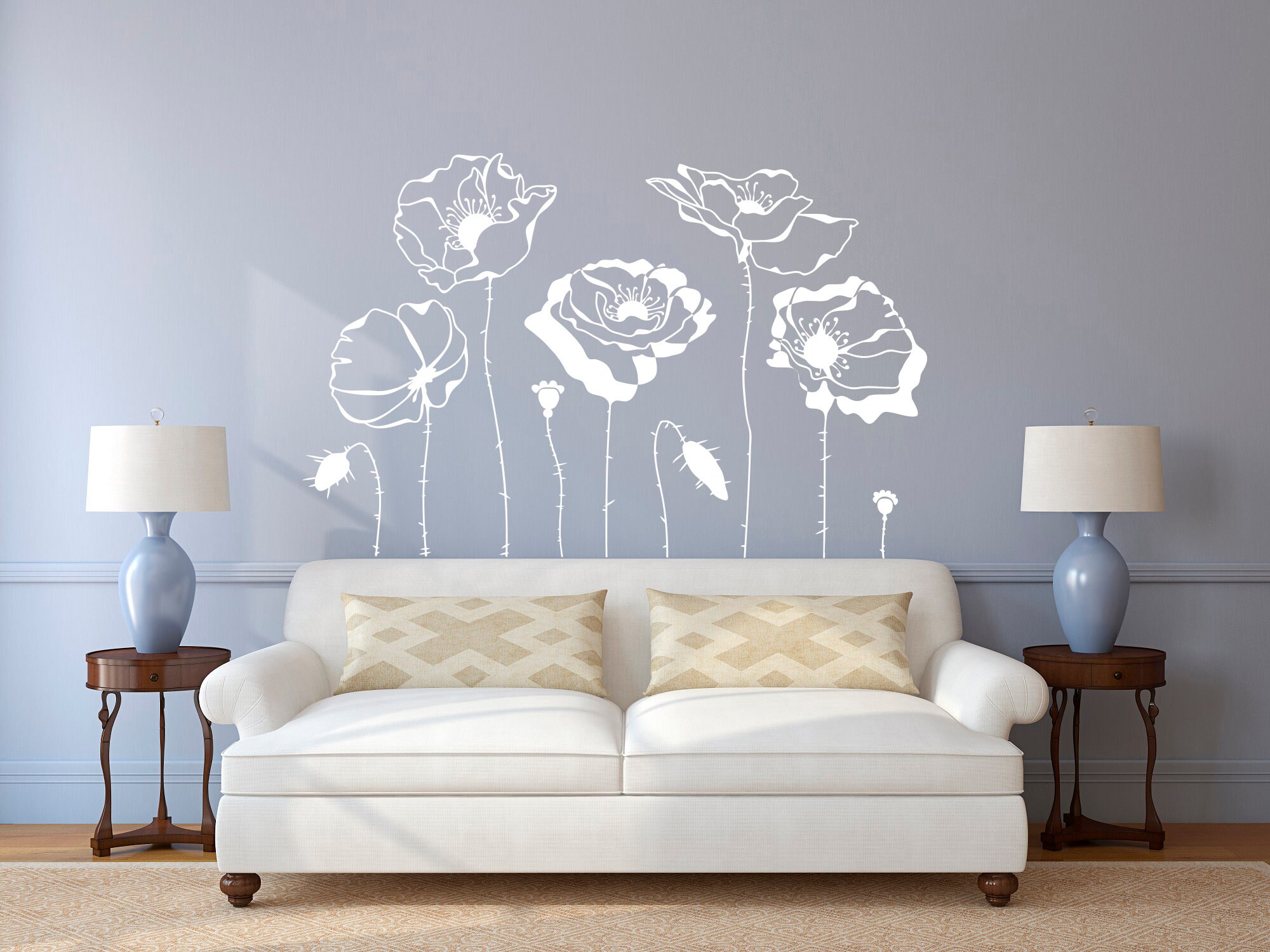 Poppys Flower Wall Decals Flowers Wall Stickers Vinyl Plant Etsy