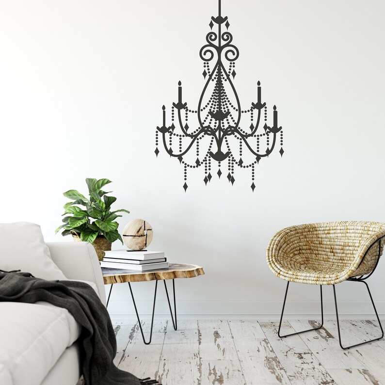 Chandelier Wall Decal Chandelier Silhouette Chandelier Etsy