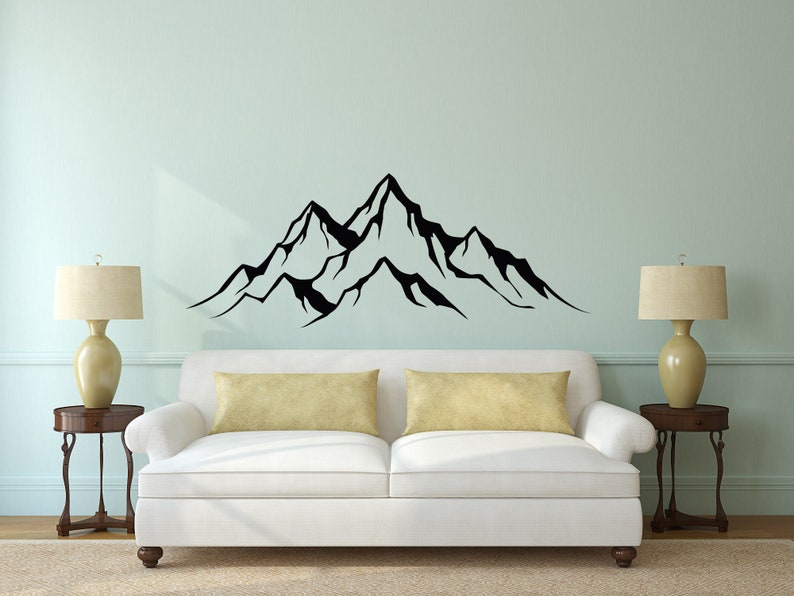 Mountains Wall Decal Mountain Range Wall Decor Mountains Etsy