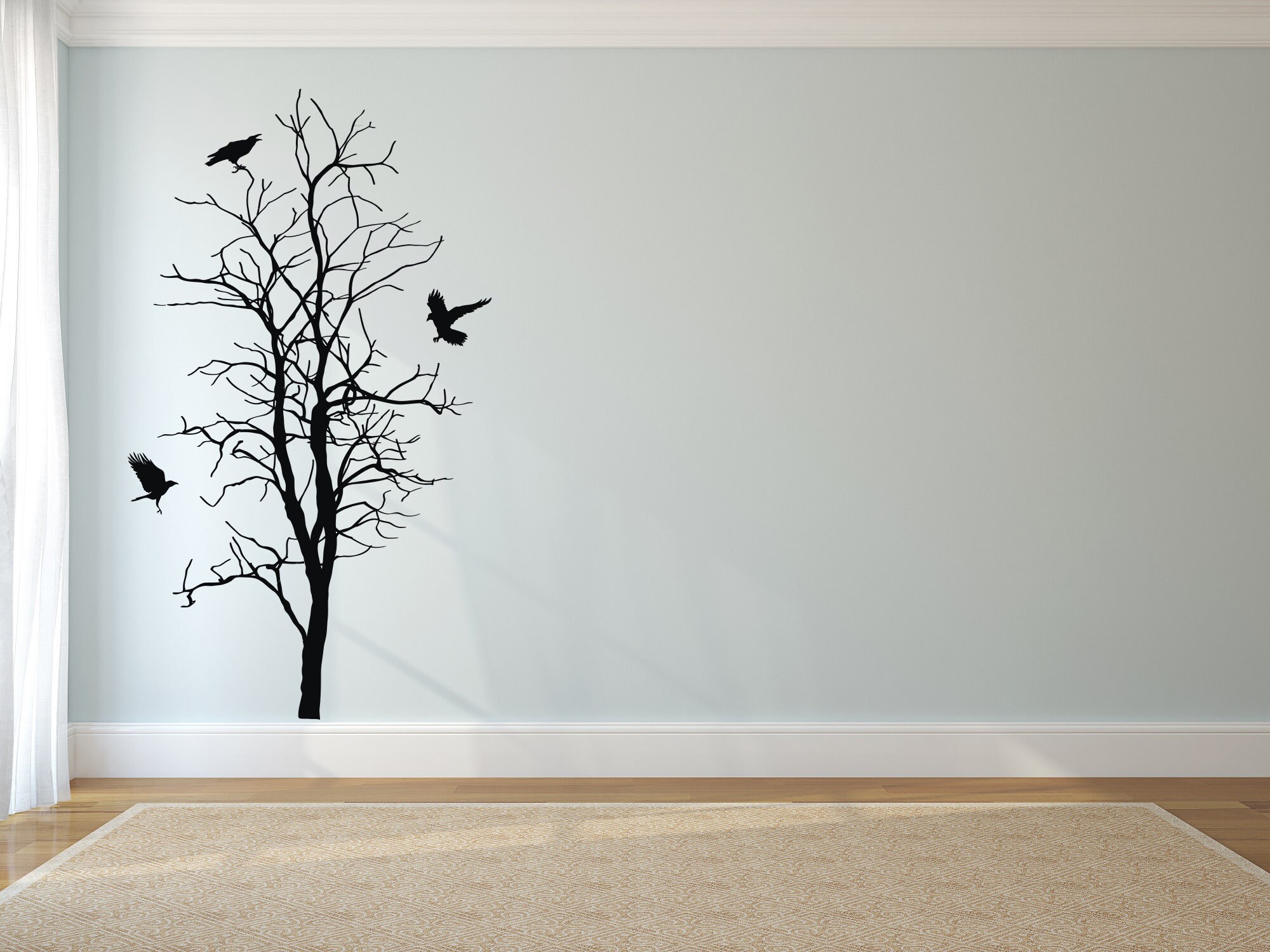 Tree Wall Decal With Birds Nature Vinyl Wall Decal Birds Etsy