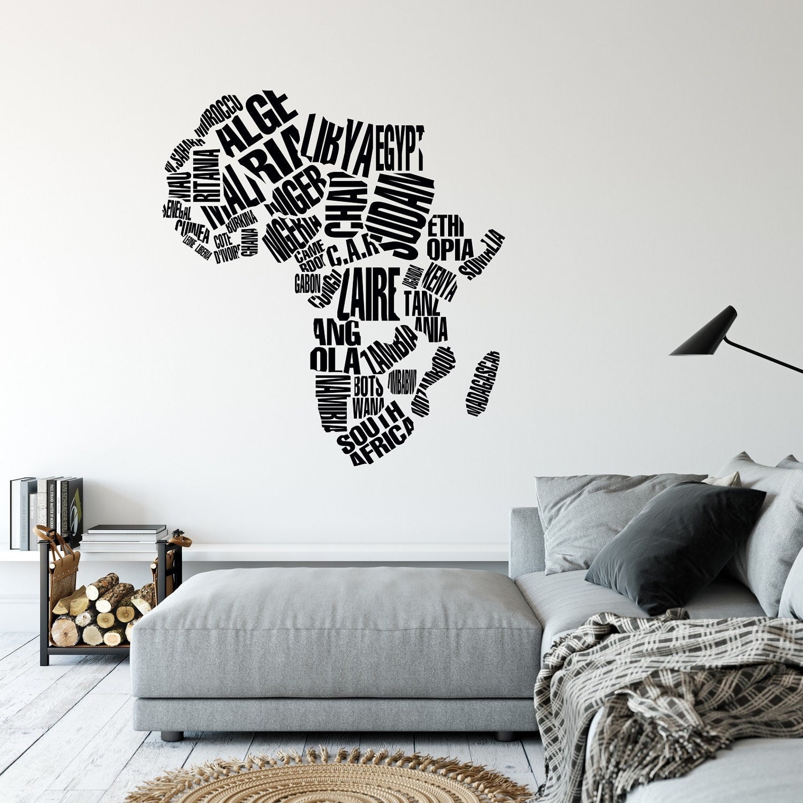 Map of Africa Wall Decal Africa Continent Decal Africa Etsy