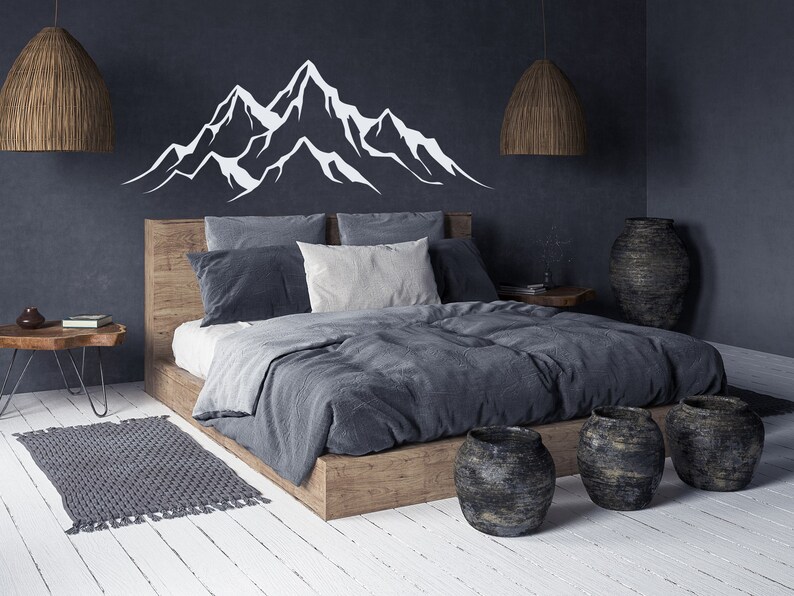 Mountains Wall Decal Mountain Range Wall Decor Mountains Etsy