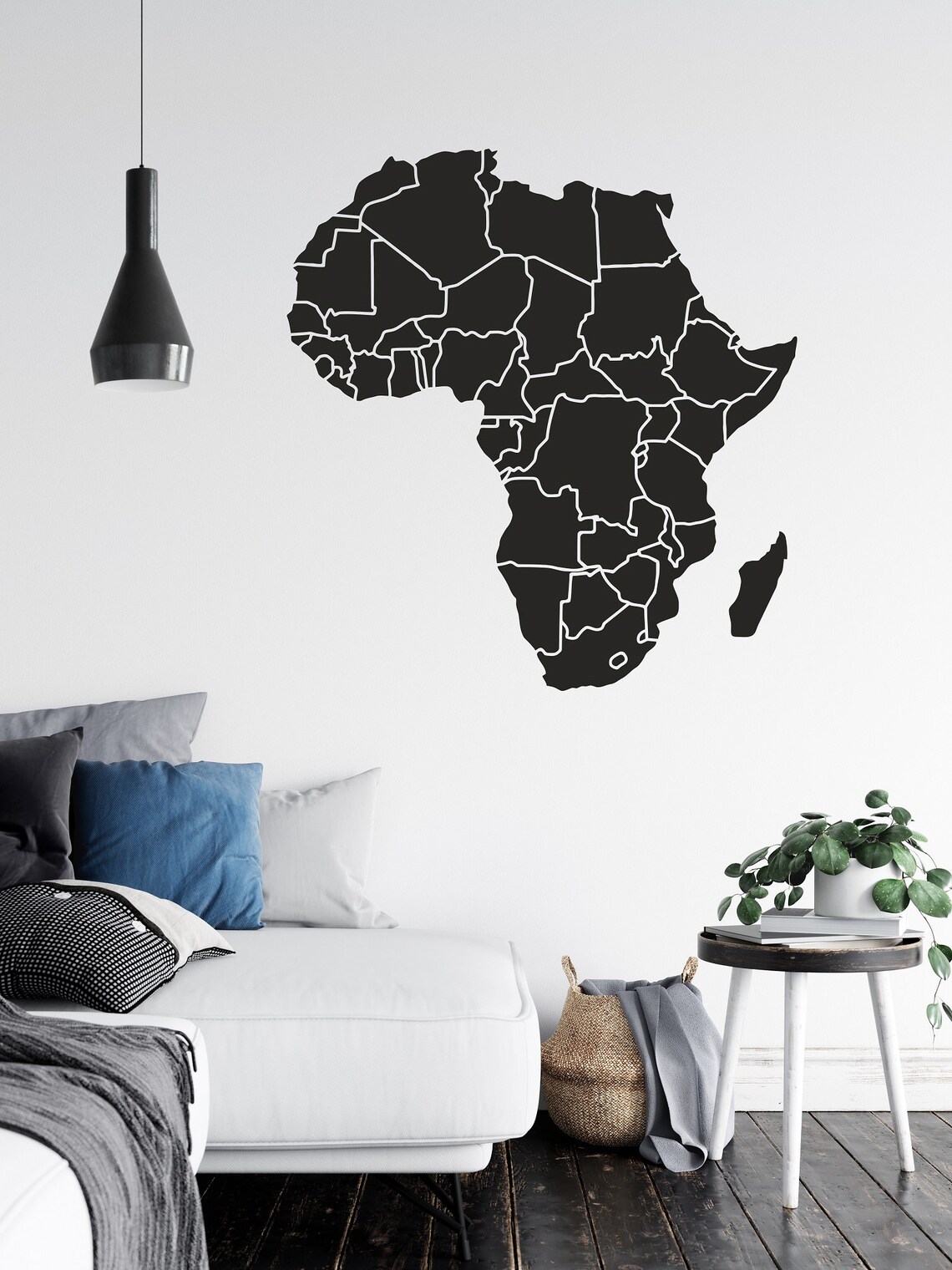 Africa Map Wall Decal Africa Continent Wall Art Africa Etsy