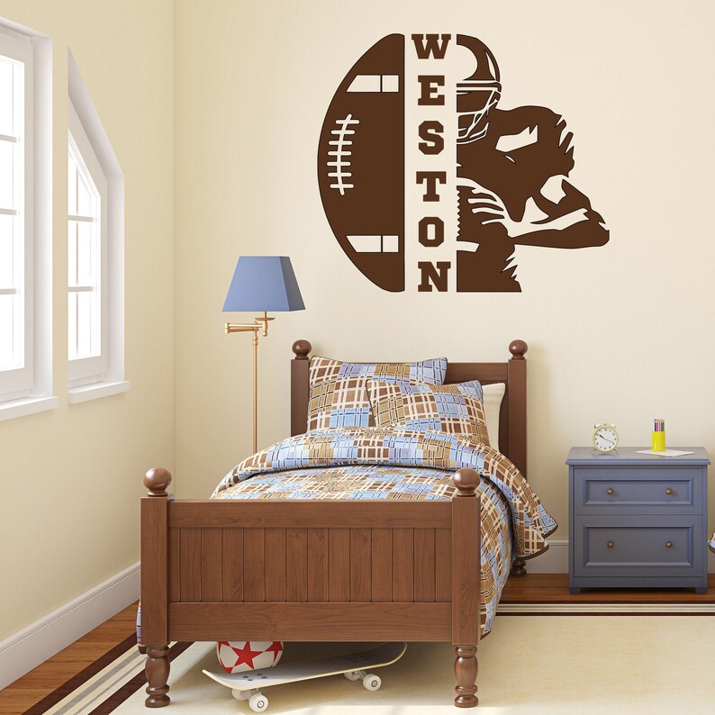 Football Wall Decal Custom Name Vinyl Decal American Etsy