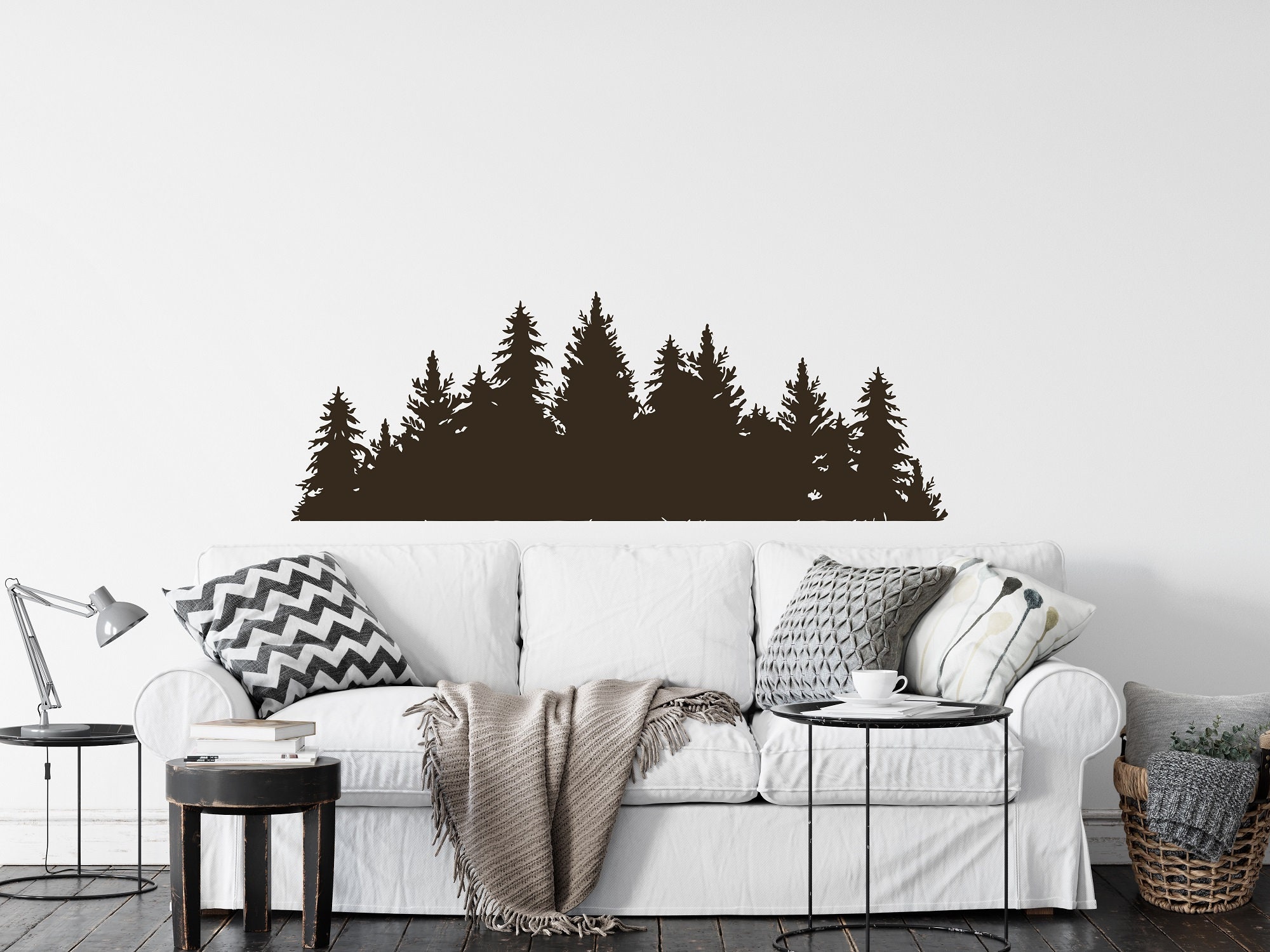 Pine Tree Forest Wall Decal Nature Wall Decal Woodland Wall Etsy