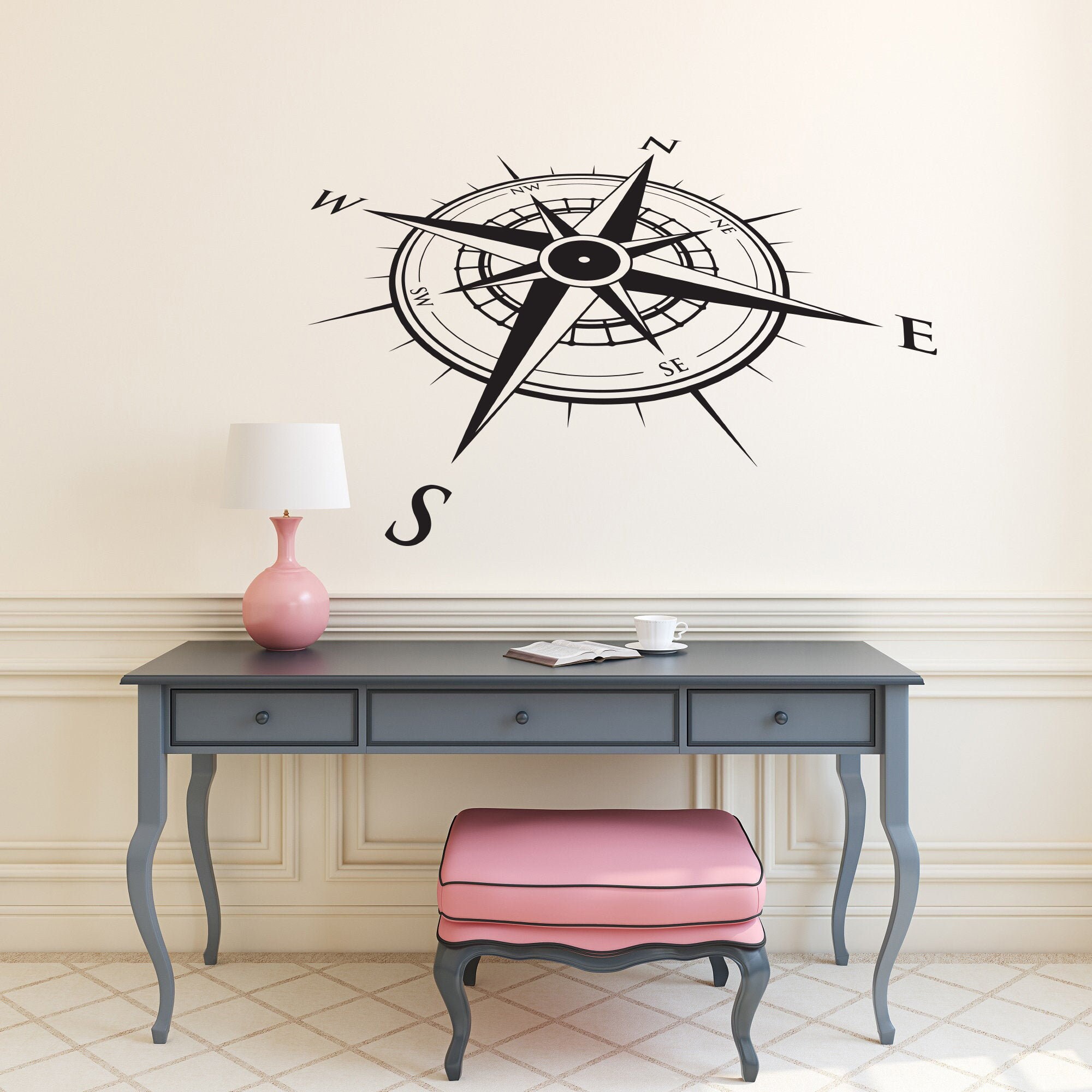 Nautical Compass Wall Decor Compass Wall Decal Vinyl Etsy