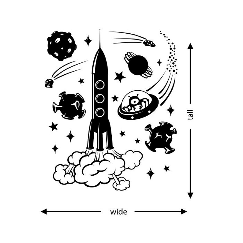 Space Wall Decals Nursery Outer Space Decals Space Wall Etsy