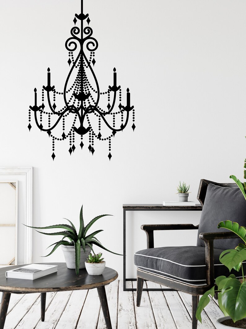 Chandelier Wall Decal Chandelier Silhouette Chandelier Etsy