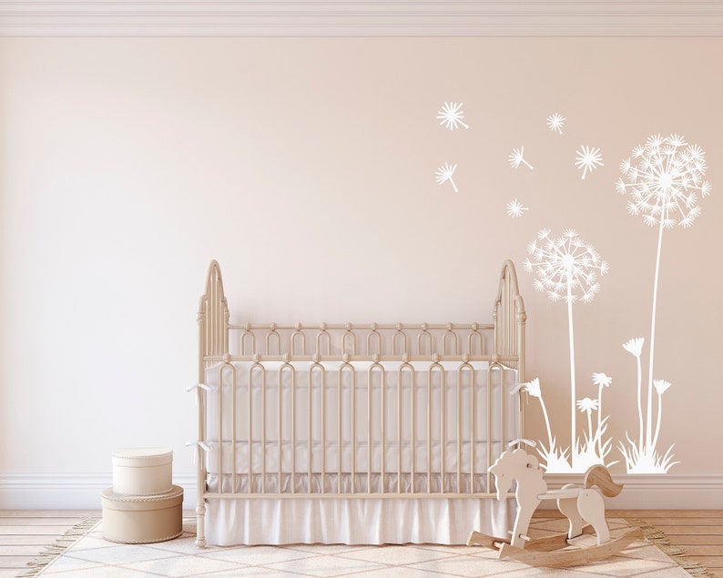 Dandelion Wall Decal Dandelion Seeds Blowing in the Wind Etsy