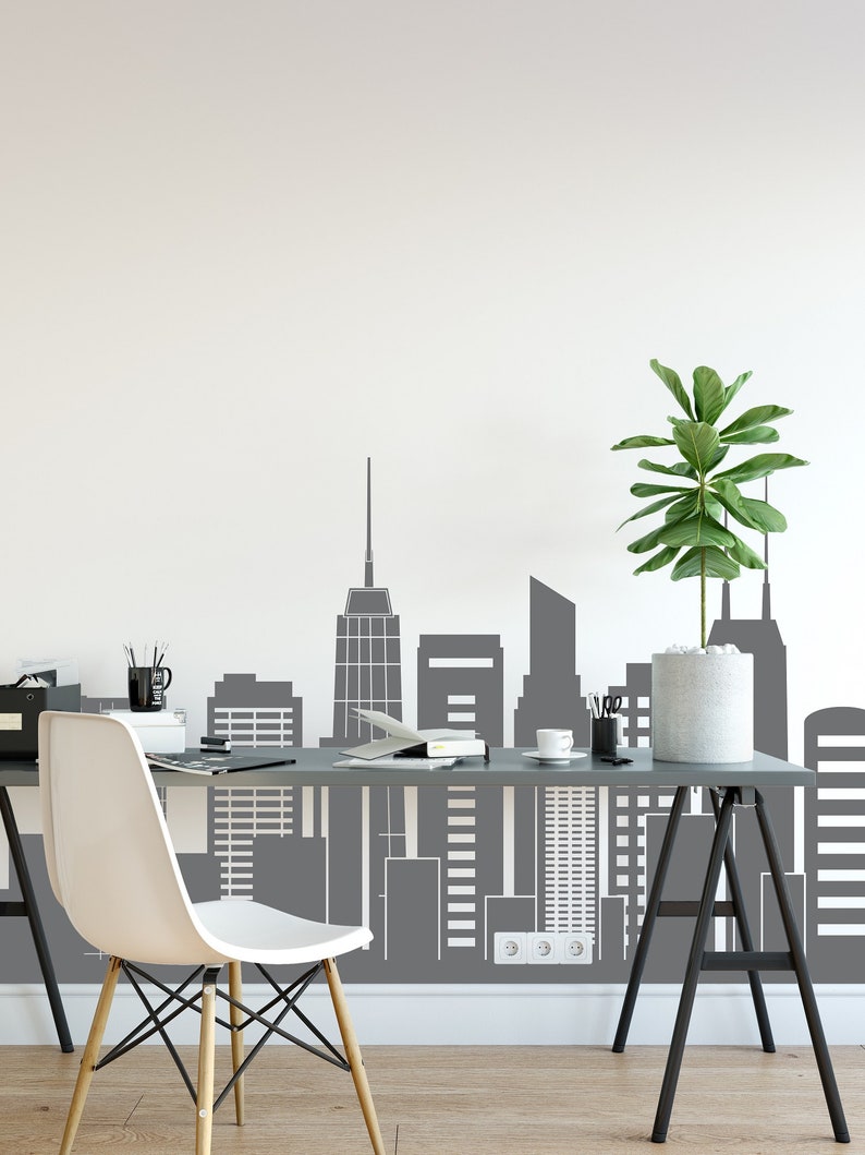 Chicago Skyline Wall Decal Chicago City Cityscape Silhouette Etsy