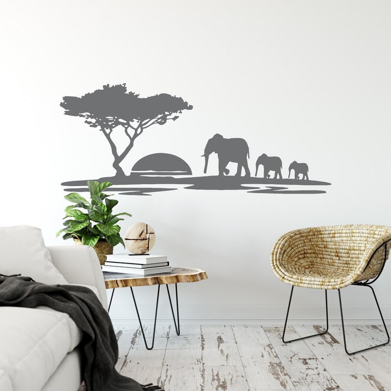 Elephants Wall Decal Safari Wall Sticker African Animal Etsy