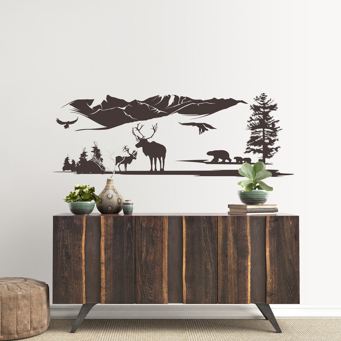Landscape Wall Decal Woodland Wall Decal Mountain Etsy
